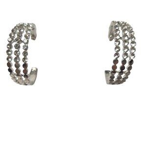 Elegant Sparkling Rhinestone Silver Tone Hoop Earrings  Womens Costume Jewelry